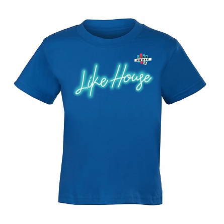 triko dětské modré LIKE HOUSE 3 tyrkysový nápis Gildan